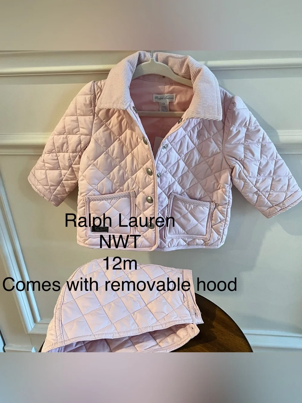 Ralph Lauren Baby Quilted Barn Jacket in Light Pink - 12M